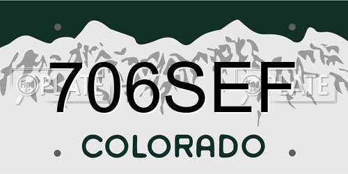 706SEF Colorado License Plate