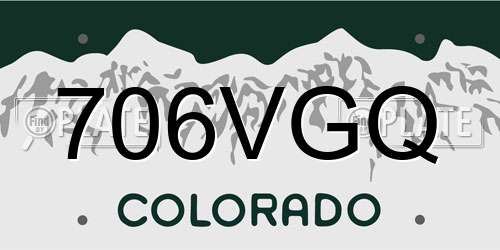 706VGQ Colorado License Plate