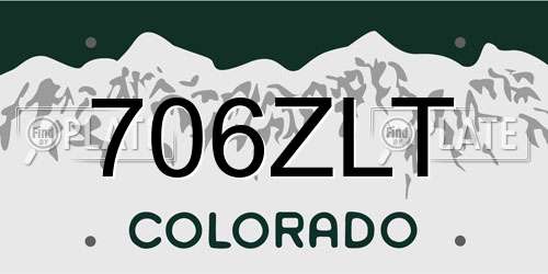 706ZLT Colorado License Plate