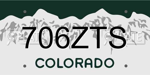 706ZTS Colorado License Plate