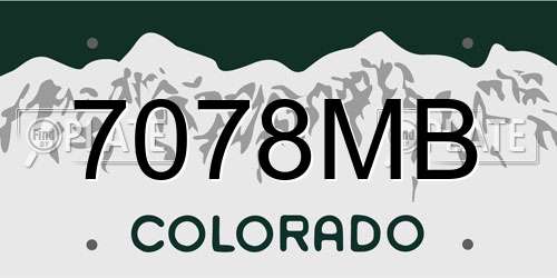 7078MB Colorado License Plate