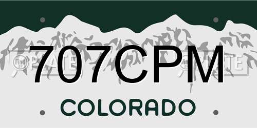 707CPM Colorado License Plate