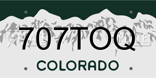 707TOQ Colorado License Plate