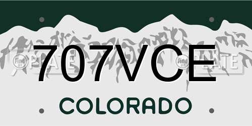 707VCE Colorado License Plate