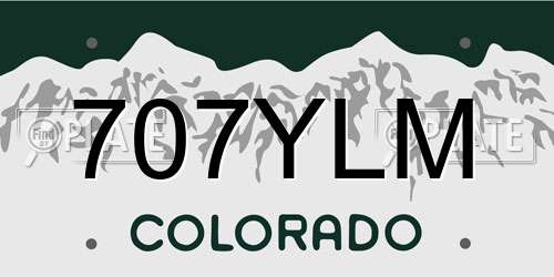 707YLM Colorado License Plate