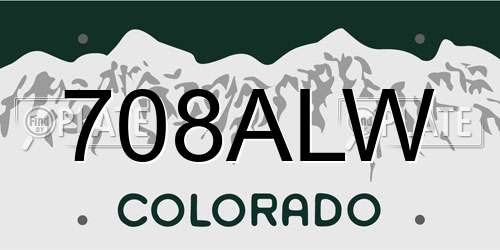 708ALW Colorado License Plate