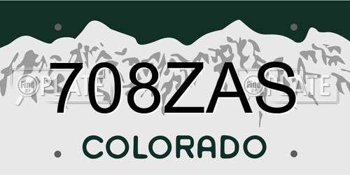 708ZAS Colorado License Plate
