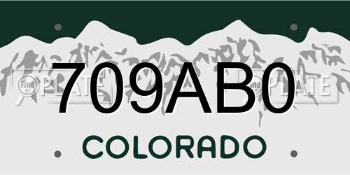 709AB0 Colorado License Plate