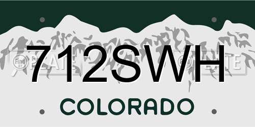 712SWH Colorado License Plate