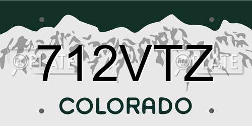 712VTZ Colorado License Plate
