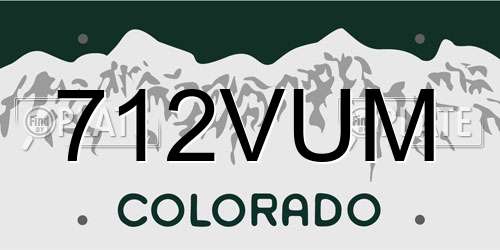 712VUM Colorado License Plate