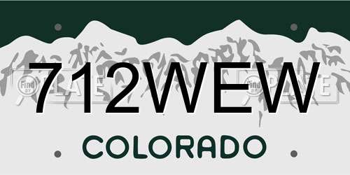 712WEW Colorado License Plate
