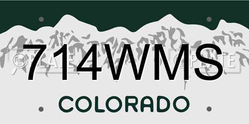 714WMS Colorado License Plate
