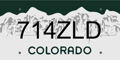 714ZLD Colorado License Plate