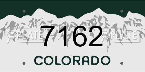7162 Colorado License Plate