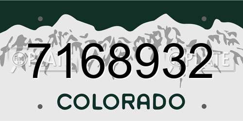 7168932 Colorado License Plate