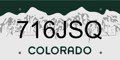 716JSQ Colorado License Plate