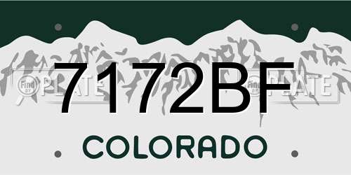 7172BF Colorado License Plate