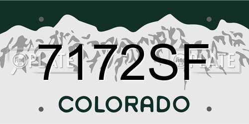 7172SF Colorado License Plate