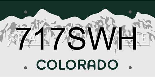 717SWH Colorado License Plate