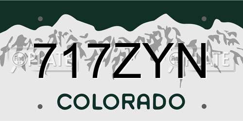 717ZYN Colorado License Plate