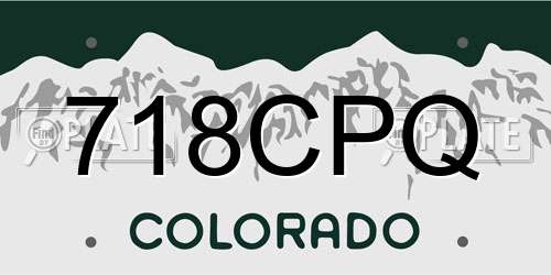 718CPQ Colorado License Plate