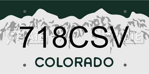 718CSV Colorado License Plate