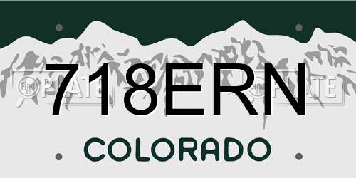 718ERN Colorado License Plate