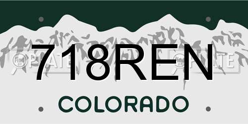 718REN Colorado License Plate