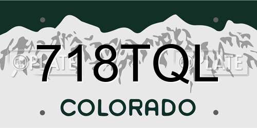 718TQL Colorado License Plate