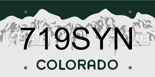 719SYN Colorado License Plate