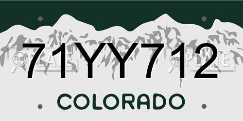 71YY712 Colorado License Plate