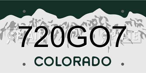 720GO7 Colorado License Plate