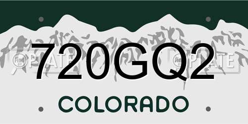 720GQ2 Colorado License Plate
