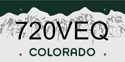720VEQ Colorado License Plate