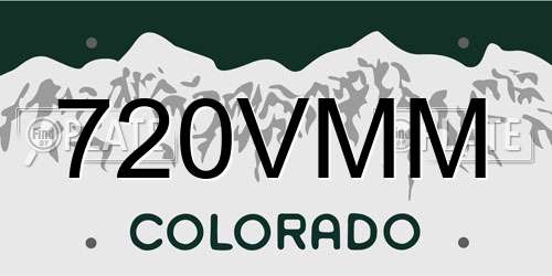 720VMM Colorado License Plate