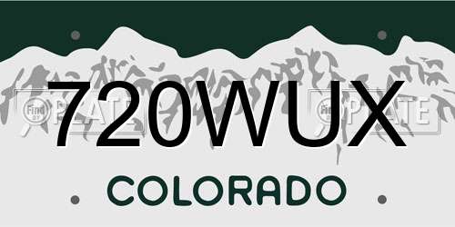 720WUX Colorado License Plate