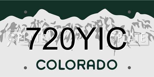 720YIC Colorado License Plate