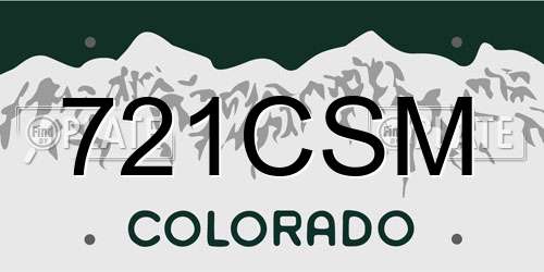 721CSM Colorado License Plate