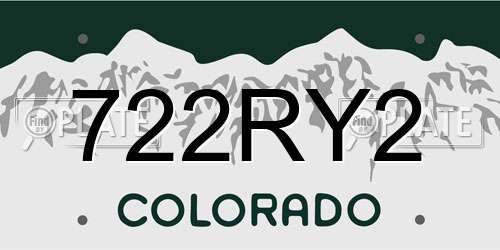 722RY2 Colorado License Plate