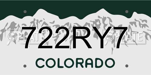 722RY7 Colorado License Plate
