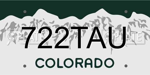 722TAU Colorado License Plate