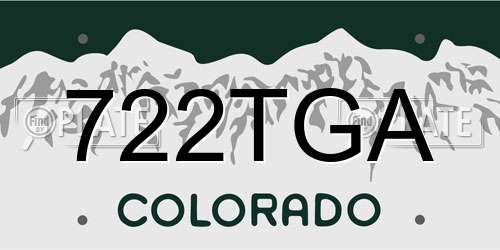 722TGA Colorado License Plate