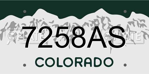 7258AS Colorado License Plate