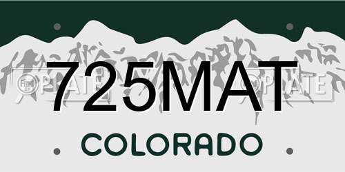 725MAT Colorado License Plate