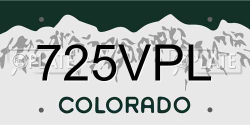 725VPL Colorado License Plate