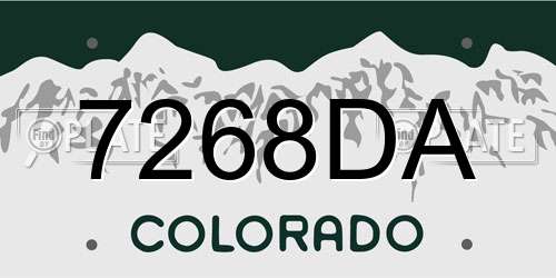 7268DA Colorado License Plate