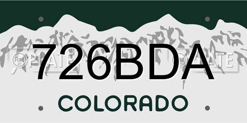 726BDA Colorado License Plate
