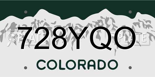 728YQO Colorado License Plate