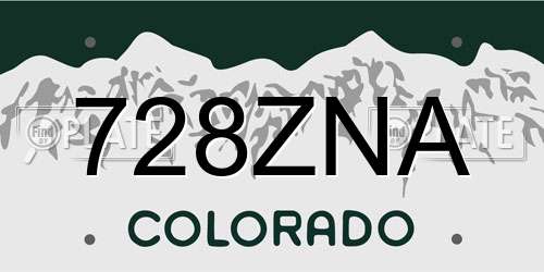 728ZNA Colorado License Plate